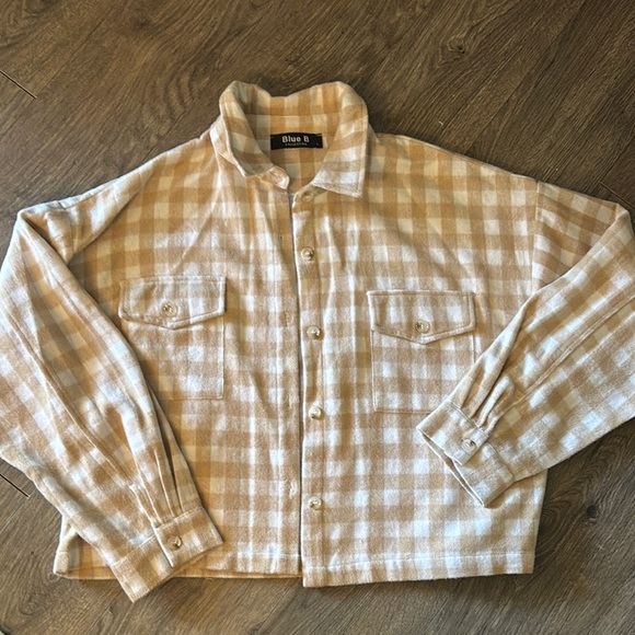 blue b Tops - Boutique Cropped Shacket